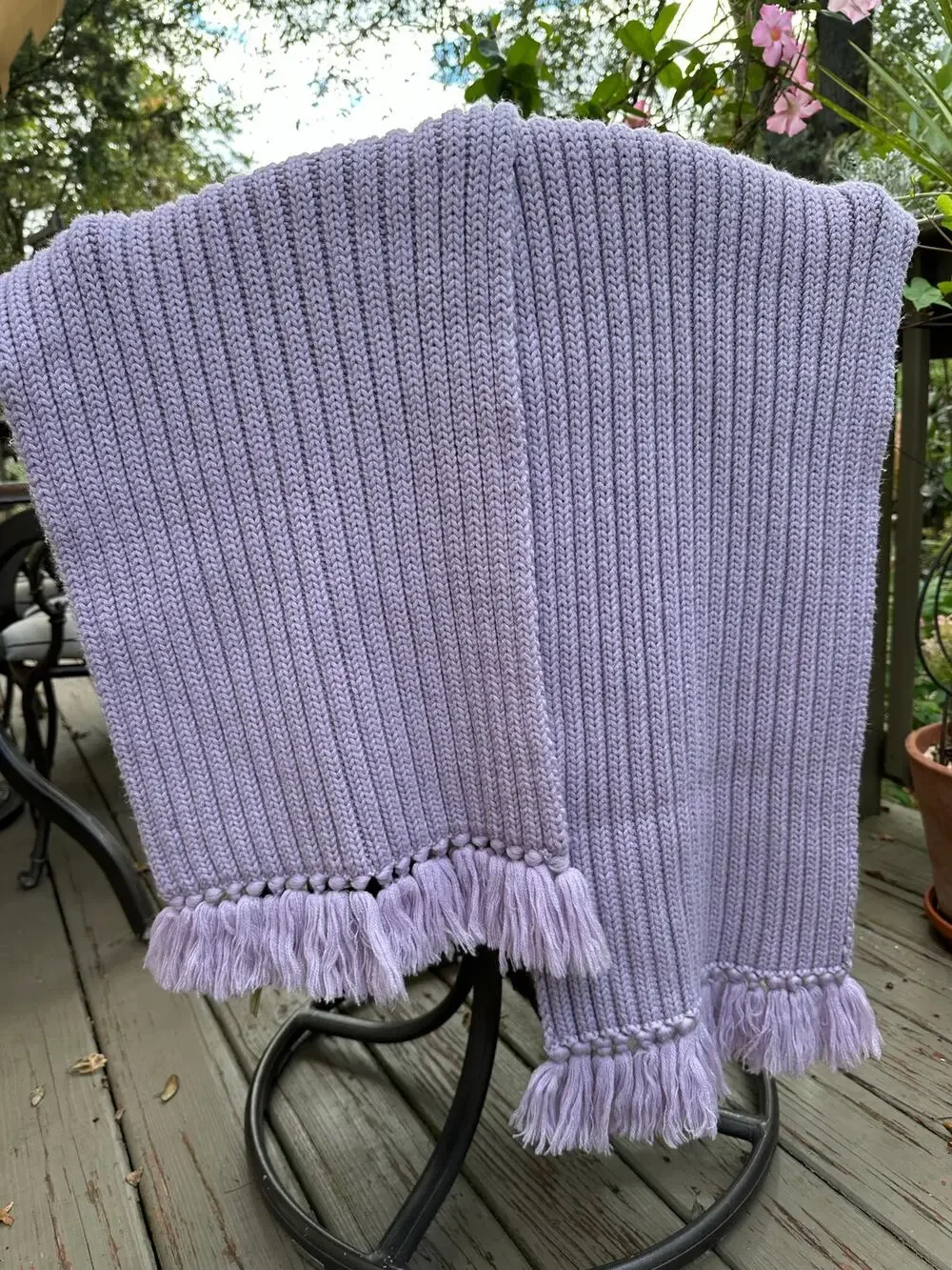 J Crew Wool Scarf Wool new lavender ribbed women’s large fringed